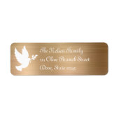 Étiquette White Peace Dove Silhouette Faux Gold Foil (Devant)
