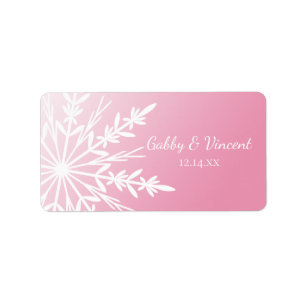Étiquette White Snowflake on Pink Winter Wedding Favor Tags