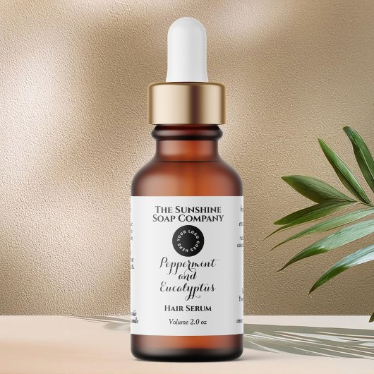 Étiquette White w curly text and logo dropper bottle label 