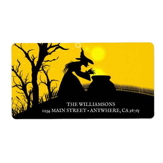 Étiquette Wicked Witch Silhouette Halloween Adresse de retou (Devant)