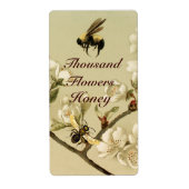 ÉTIQUETTE WIHITE SPRINTEMPS FLEURS ET HONEY BEE, BEEKEEPER (Devant)