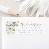 Étiquette Wild Floral Blooms Elegant Script Return Address  (En situation)