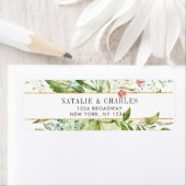 Étiquette Wild Floral Green Folid Adresse de retour (En situation)