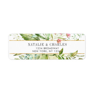 Étiquette Wild Floral Green Folid Adresse de retour