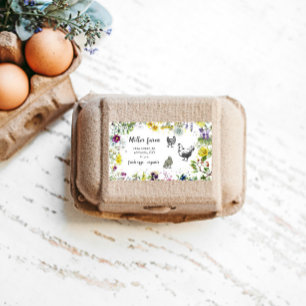 Étiquette Wild Meadow Floral Script rustique Oeuf Carton Éti