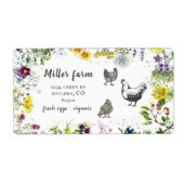Étiquette Wild Meadow Floral Script rustique Oeuf Carton Éti (Devant)