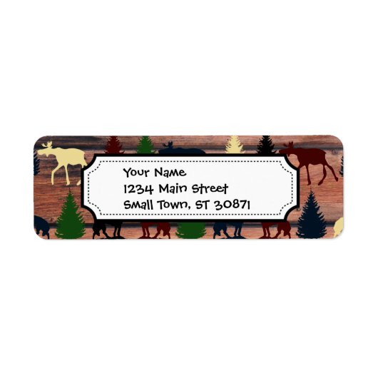 Étiquette Wild Moose Wolf Wilderness Mountain Cabin Rustic (Devant)