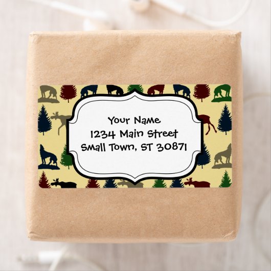 Étiquette Wild Moose Wolf Wilderness Mountain Cabin Rustic (En situation)