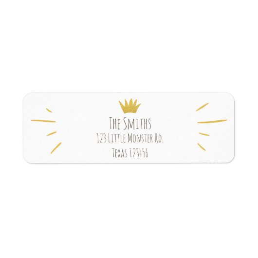 Étiquette Wild Things Gold Crown Adresse de retour Label Boy (Devant)