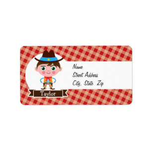 Étiquette Wild West Cowboy Sheriff, Red En vichy