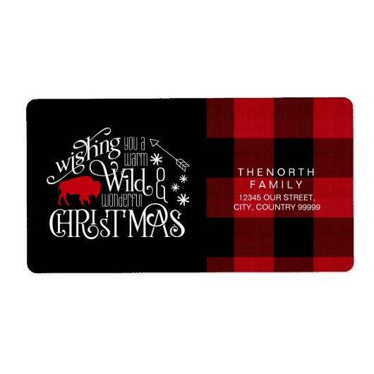 Étiquette Wild Wonderful Christmas Red & Black Buffalo ID604 (Devant)