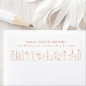 Étiquette Wildflower Baby Shower Terracotta Return Address (En situation)