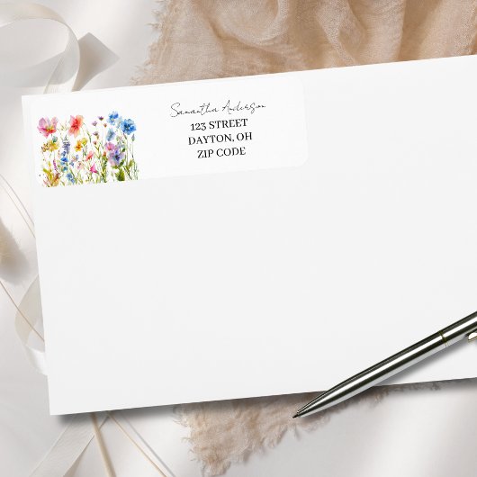 Étiquette Wildflower Floral Personalized Return Address 