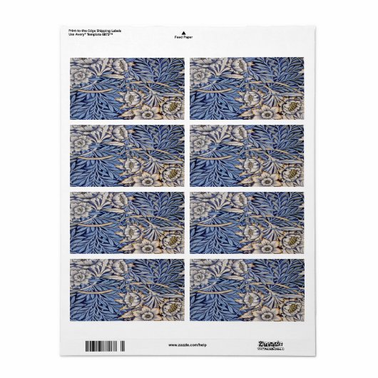 Étiquette William Morris beau design Art Nouveau, vinta (Feuille entière)