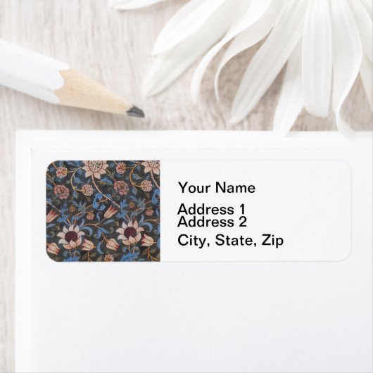 Étiquette William Morris Evenlode Textile Floral Art (En situation)