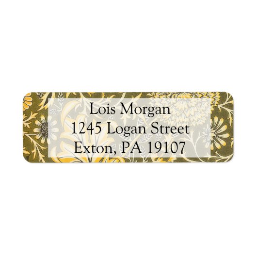 Étiquette William Morris Le Design Cherwell Pour Velveteen (Devant)