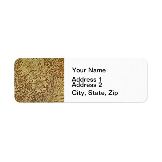 Étiquette William Morris Marigold Motif de fleurs antiques (Devant)