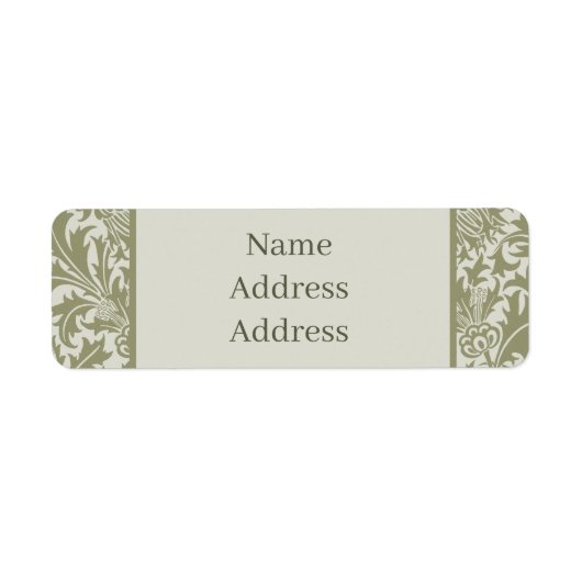 Étiquette William Morris Thistle Sage Green Motif (Devant)
