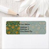 Étiquette William Morris Tudor Rose Pattern Blue Golden (En situation)