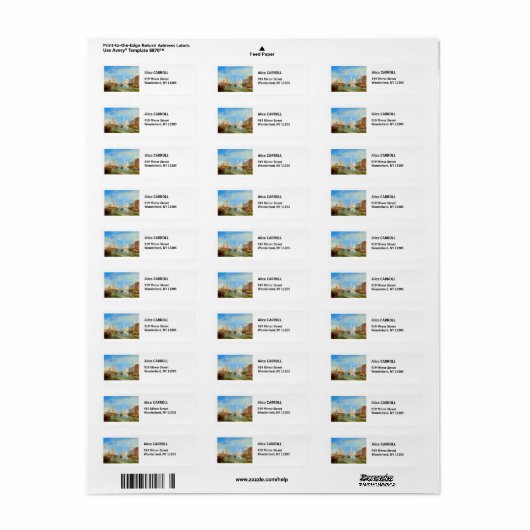 Étiquette William Turner - Venise, le Dogana et San Giorgio (Feuille entière)