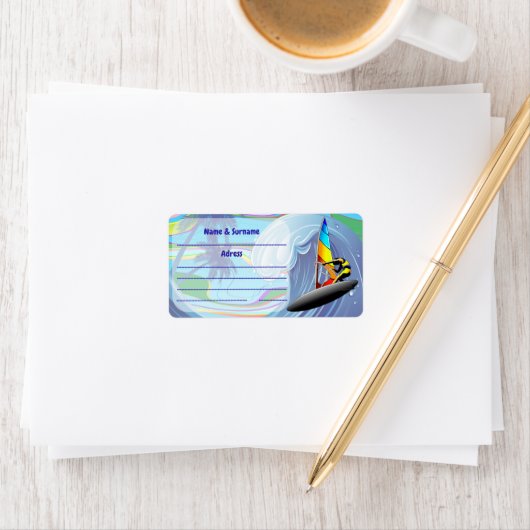 Étiquette WindSurfer sur Big Ocean Waves (En situation)