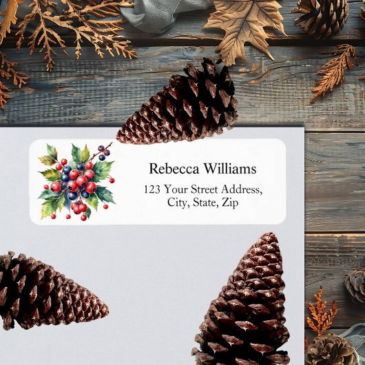 Étiquette Winter Berries Elegant Adresse de retour