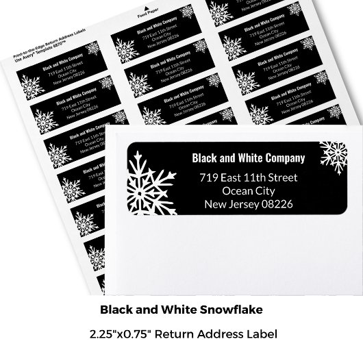 Étiquette Winter Bold Black & White Snowflacon Adresse de re