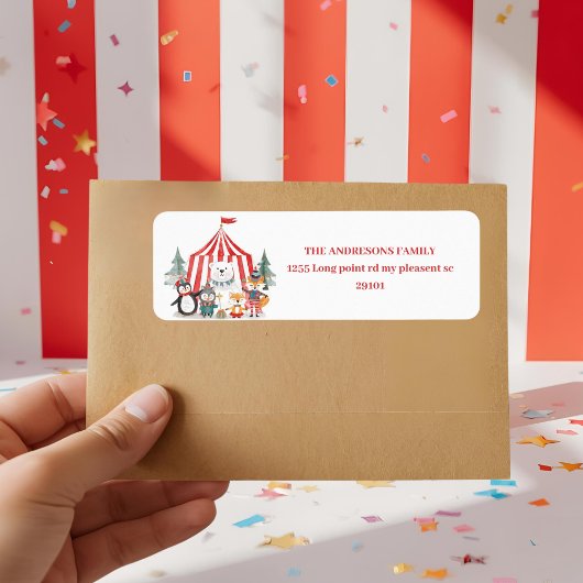 Étiquette Winter Circus Woodland Animals