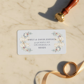 Étiquette Winter Elegance with Cream Bow Address Label