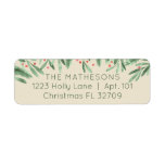 Étiquette Winter Foliage   Red Berries Classic Ivory Address<br><div class="desc">Our classic ivory address labels are the perfect finishing touch for your holiday mail!  The design features traditional winter foliage of little red berries and greenery paired with modern block typography.  The watercolor berries and leaves are set on a classic ivory background. #Holidays #HolidayMail #AddressLabels</div>
