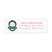 Étiquette Winter Friends Penguin Holiday Adresse de retour (Devant)