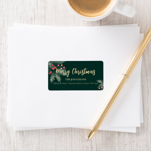 Étiquette Winter Greenery Christmas Elegant Return Address (En situation)