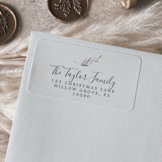Étiquette Winter Greenery Family Return Adresse Label