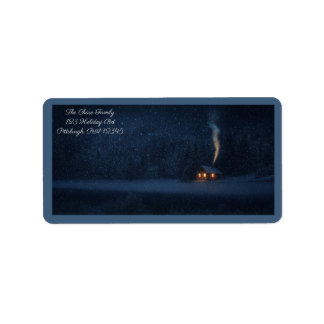 Étiquette Winter Lakeside Cabin shipping