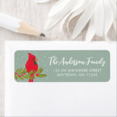 Étiquette Winter Red Cardinal Green Christmas Adresse de ret (En situation)