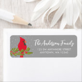 Étiquette Winter Red Cardinal Gris Noël Adresse de retour (En situation)