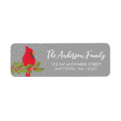 Étiquette Winter Red Cardinal Gris Noël Adresse de retour (Devant)