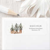 Étiquette Winter Rustic Christmas Trees Retour Adresse (En situation)