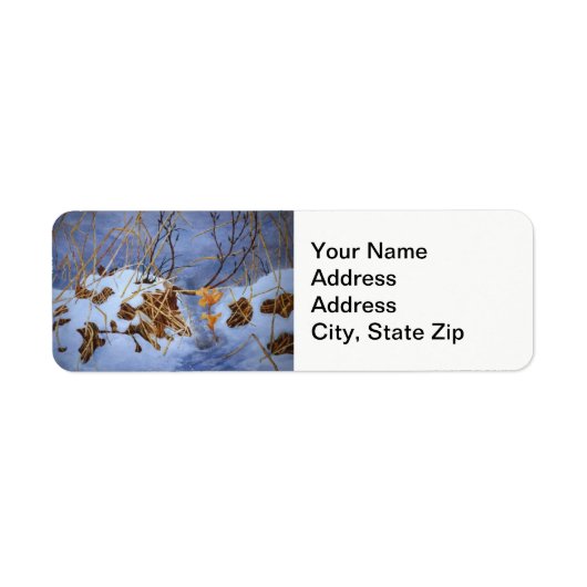 Étiquette Winter snow with dried brown grass cold landscape (Devant)