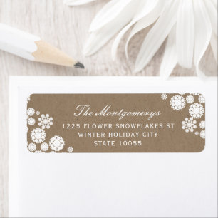 Étiquette Winter Snowflakes Fleurs Kraft Adresse de vacances