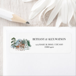 Étiquette Winter Wonderland Deer Forest Baby shower de neige