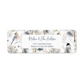 Étiquette Winter Wonderland Snowman et Bird Motif (Devant)