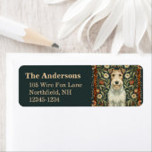 Étiquette Wire Fox Terrier in William Morris Floral Style (En situation)