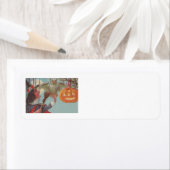 Étiquette Witch Broom Jack-o'-lantern Owl Moon (En situation)