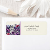 Étiquette Wolf In Poppy Field Folk Art Return Adresse (En situation)