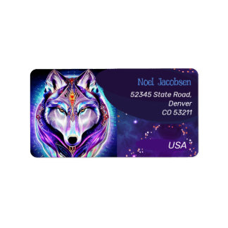 Étiquette Wolf sunburst style néon nom personnalisé