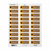 Étiquette Wood Grain and Sunflower Adresse de retour personn (Feuille entière)