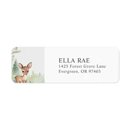 Étiquette Woodland Deer Forest Baby Shower Return Address (Devant)