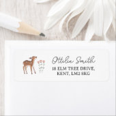 Étiquette Woodland Fawn Flowers Adresse de retour (En situation)