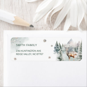 Étiquette Woodland Forest Deer Winter Baby Return Adresse
